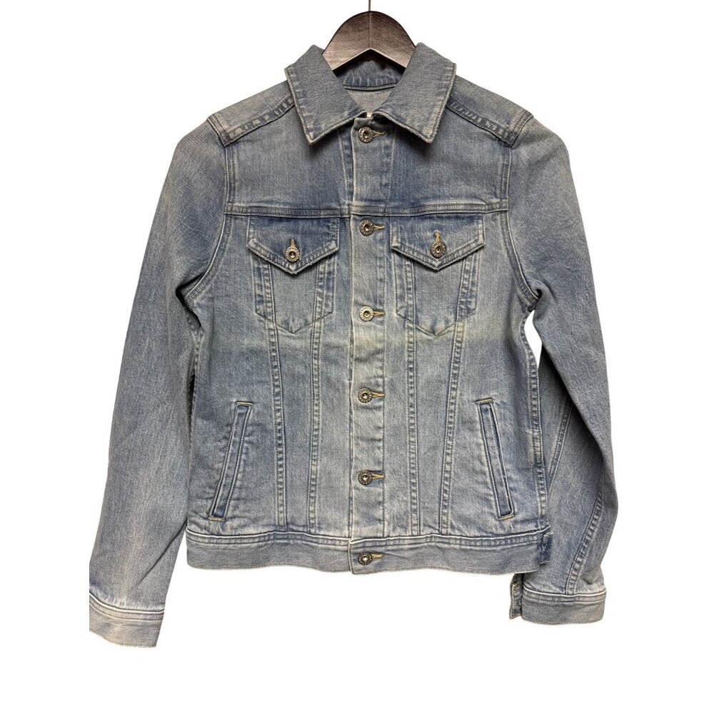 AG Adriano Goldschmied Women's Jacket Denim Jean Trucker Blue Button Small